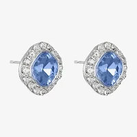 Monet Jewelry Halo Glass 18mm Cushion Stud Earrings