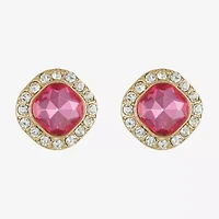 Monet Jewelry Halo Glass 18mm Cushion Stud Earrings