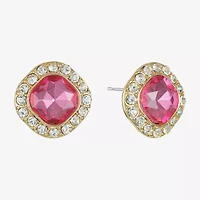 Monet Jewelry Halo Glass 18mm Cushion Stud Earrings