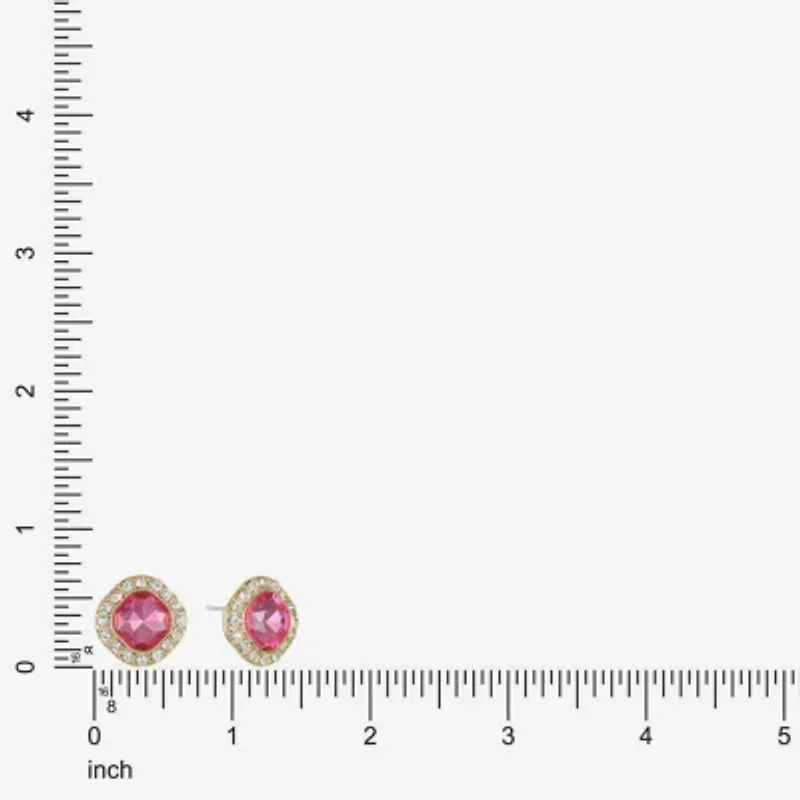 Monet Jewelry Halo Glass 18mm Cushion Stud Earrings
