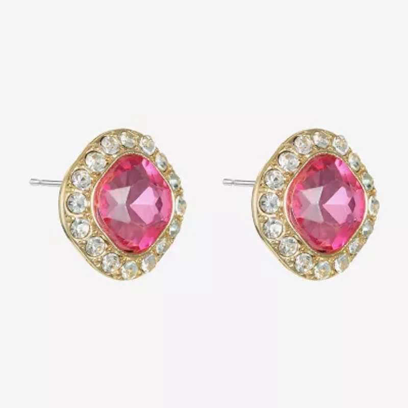 Monet Jewelry Halo Glass 18mm Cushion Stud Earrings
