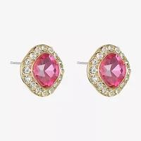 Monet Jewelry Halo Glass 18mm Cushion Stud Earrings