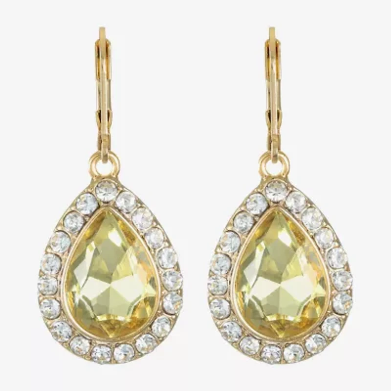 Monet Jewelry Halo Womens Glass Pear Cushion Drop Earrings