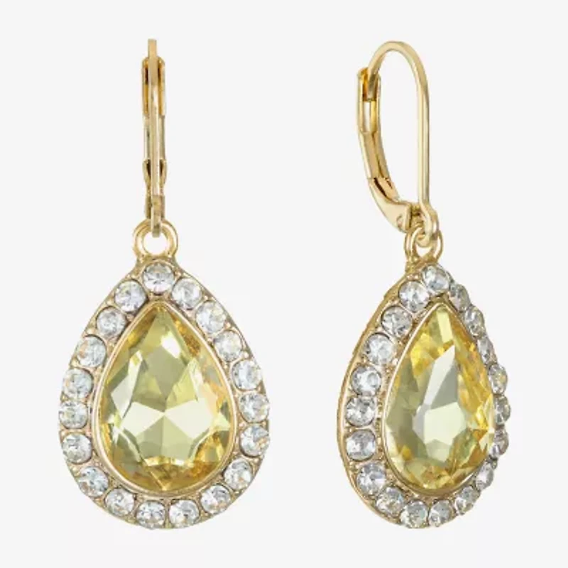 Monet Jewelry Halo Womens Glass Pear Cushion Drop Earrings