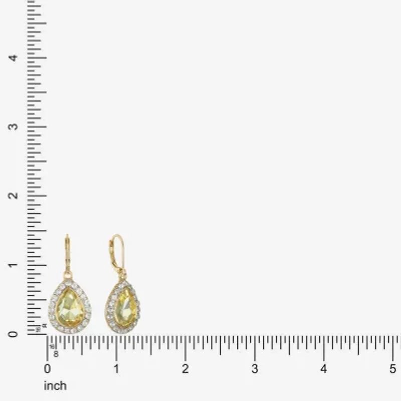 Monet Jewelry Halo Womens Glass Pear Cushion Drop Earrings