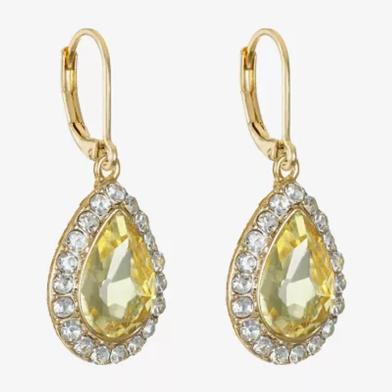 Monet Jewelry Halo Womens Glass Pear Cushion Drop Earrings