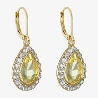 Monet Jewelry Halo Womens Glass Pear Cushion Drop Earrings