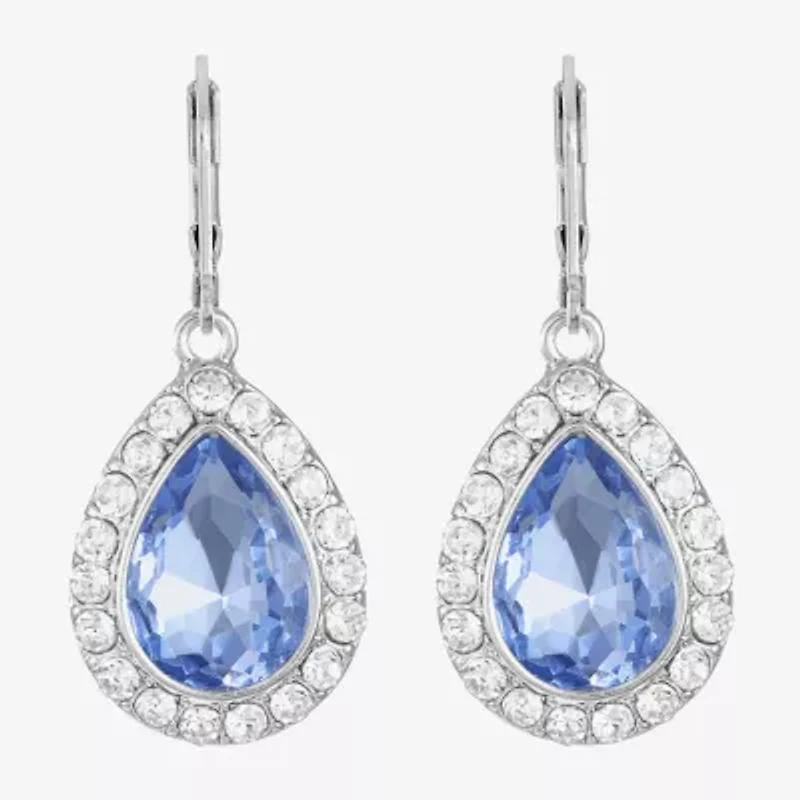 Monet Jewelry Halo Womens Glass Pear Cushion Drop Earrings