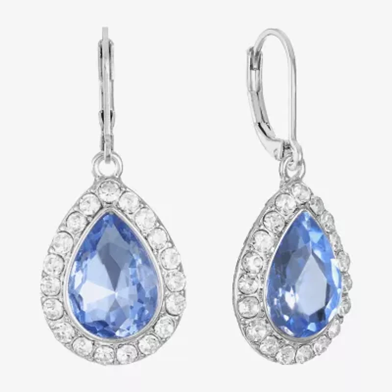 Monet Jewelry Halo Womens Glass Pear Cushion Drop Earrings