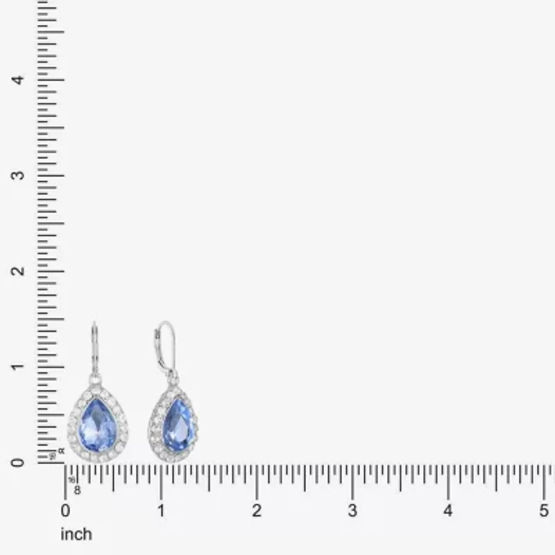 Monet Jewelry Halo Womens Glass Pear Cushion Drop Earrings