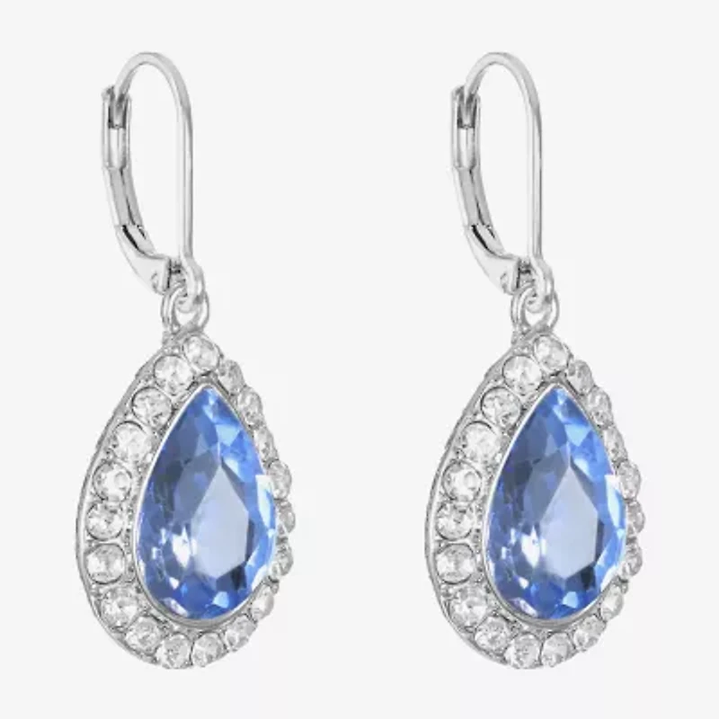 Monet Jewelry Halo Womens Glass Pear Cushion Drop Earrings