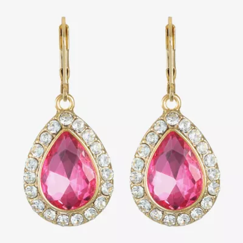 Monet Jewelry Halo Womens Glass Pear Cushion Drop Earrings
