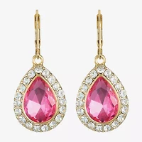 Monet Jewelry Halo Womens Glass Pear Cushion Drop Earrings