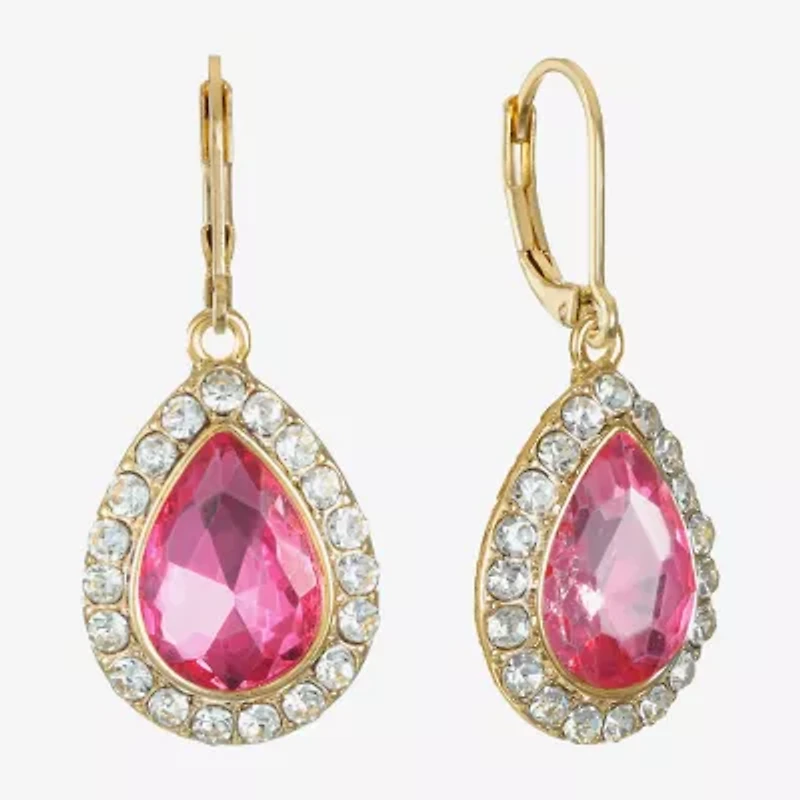 Monet Jewelry Halo Womens Glass Pear Cushion Drop Earrings