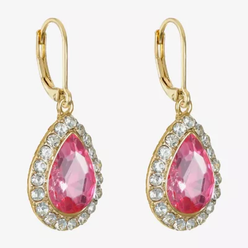 Monet Jewelry Halo Womens Glass Pear Cushion Drop Earrings