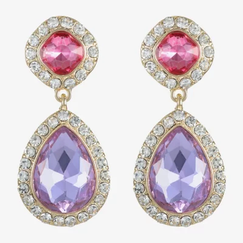 Monet Jewelry Halo Womens Multi Color Glass Hypoallergenic Drop Earrings