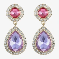 Monet Jewelry Halo Womens Multi Color Glass Hypoallergenic Drop Earrings