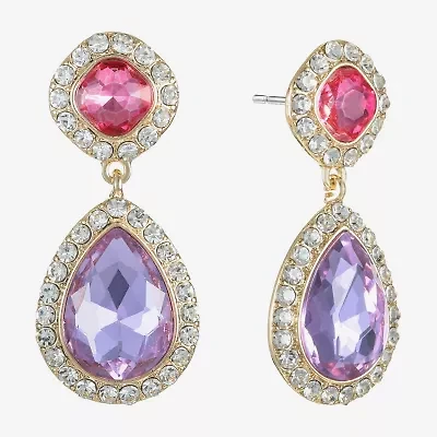 Monet Jewelry Halo Womens Multi Color Glass Hypoallergenic Drop Earrings