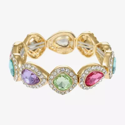 Monet Jewelry Halo Womens Glass Pear Cushion Stretch Bracelet