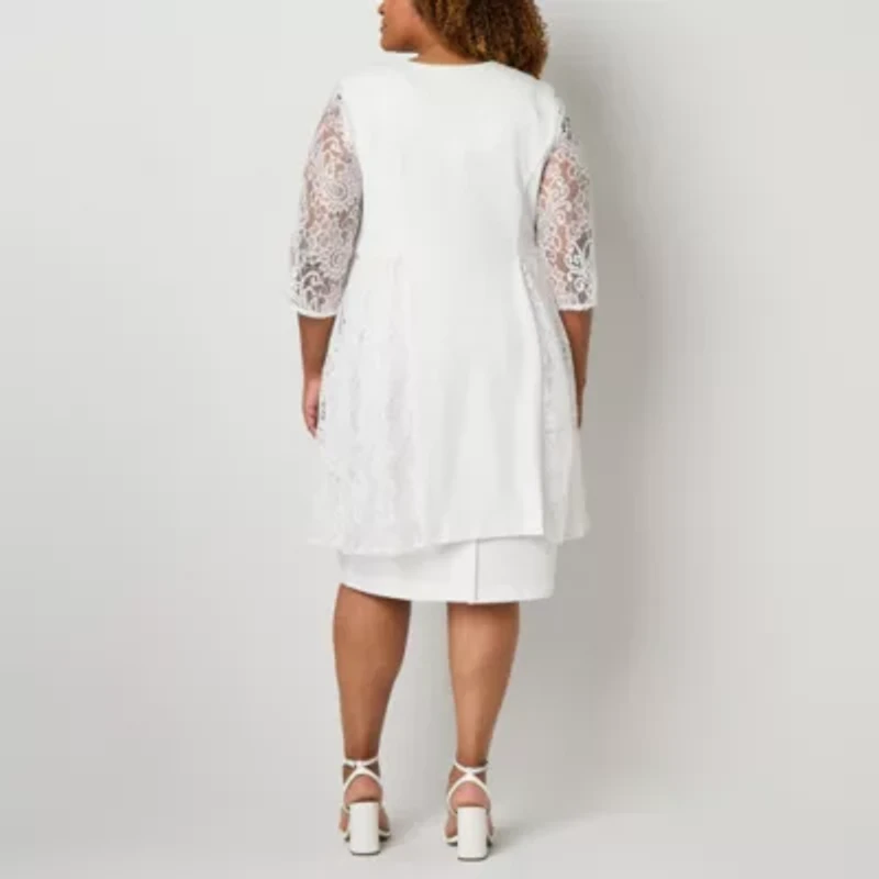 Maya Brooke Womens Plus Jacket Dress