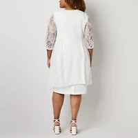 Maya Brooke Womens Plus Jacket Dress