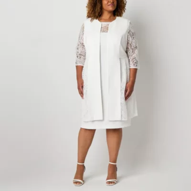 Maya Brooke Womens Plus Jacket Dress