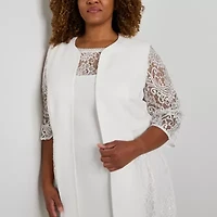 Maya Brooke Womens Plus Jacket Dress