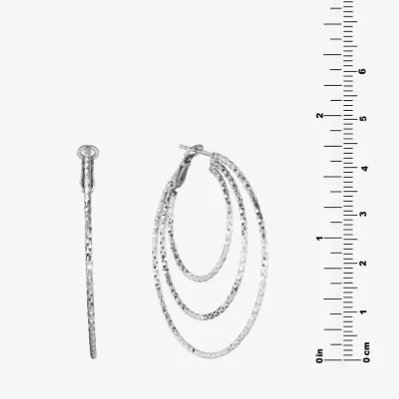 Womens Sterling Silver 45.2mm Round Hoop Earrings