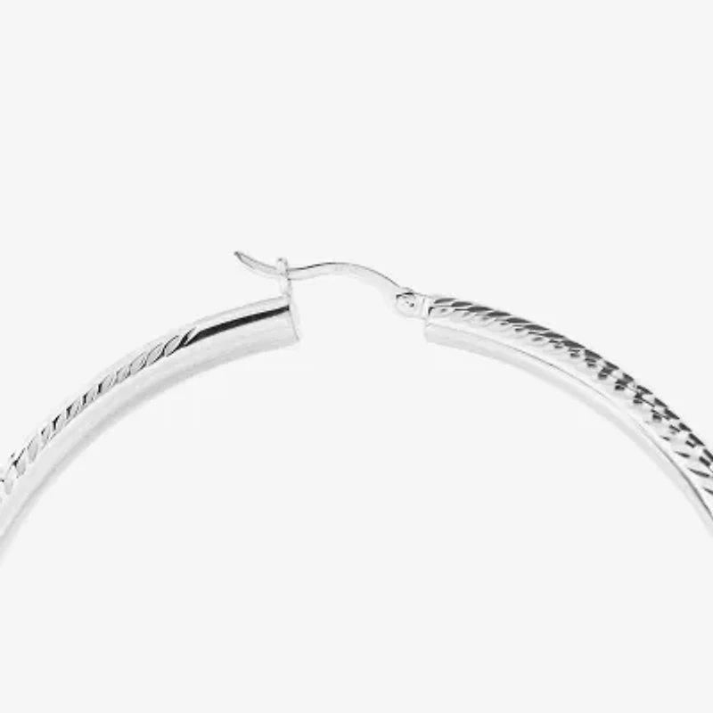 Womens Sterling Silver 65mm Round Hoop Earrings