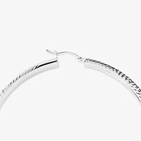 Womens Sterling Silver 65mm Round Hoop Earrings