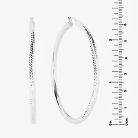 Womens Sterling Silver 65mm Round Hoop Earrings