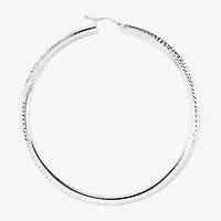Womens Sterling Silver 65mm Round Hoop Earrings