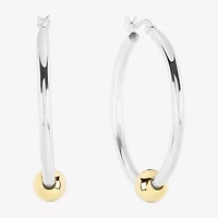 Womens Sterling Silver 35.5mm Round Hoop Earrings