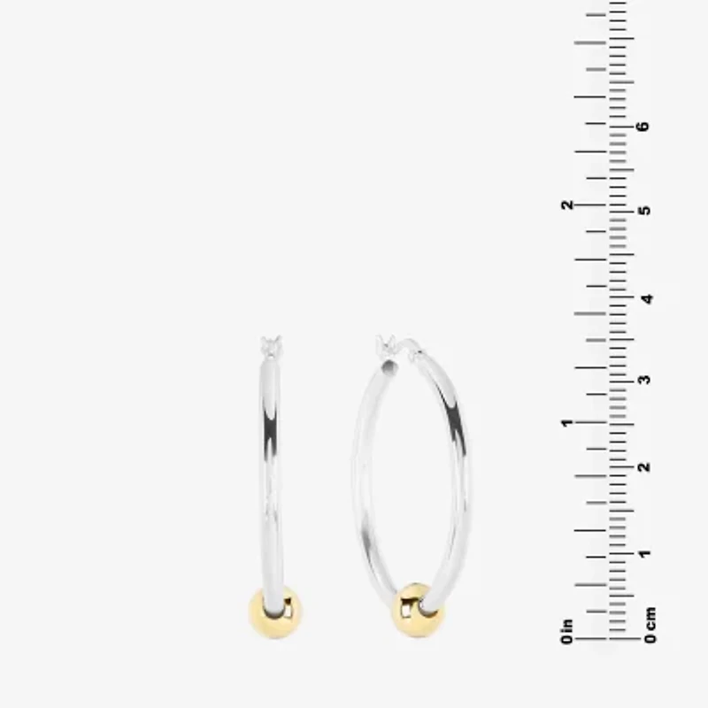 Womens Sterling Silver 35.5mm Round Hoop Earrings