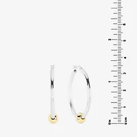 Womens Sterling Silver 35.5mm Round Hoop Earrings
