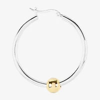 Womens Sterling Silver 35.5mm Round Hoop Earrings