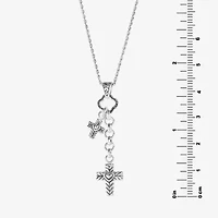 Bali Inspired Womens Enhanced Sterling Silver Cross 18 Inch Pendant Necklace