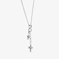 Bali Inspired Womens Enhanced Sterling Silver Cross 18 Inch Pendant Necklace