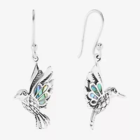 Bali Inspired Hummingbird Womens Gray Abalone Sterling Silver Drop Earrings