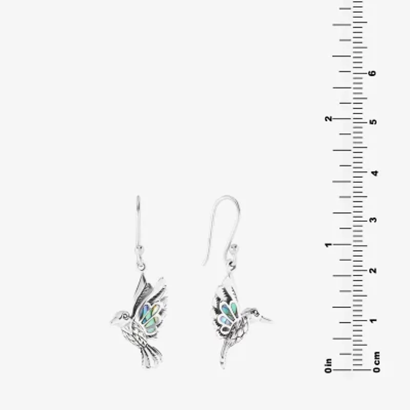 Bali Inspired Hummingbird Womens Gray Abalone Sterling Silver Drop Earrings