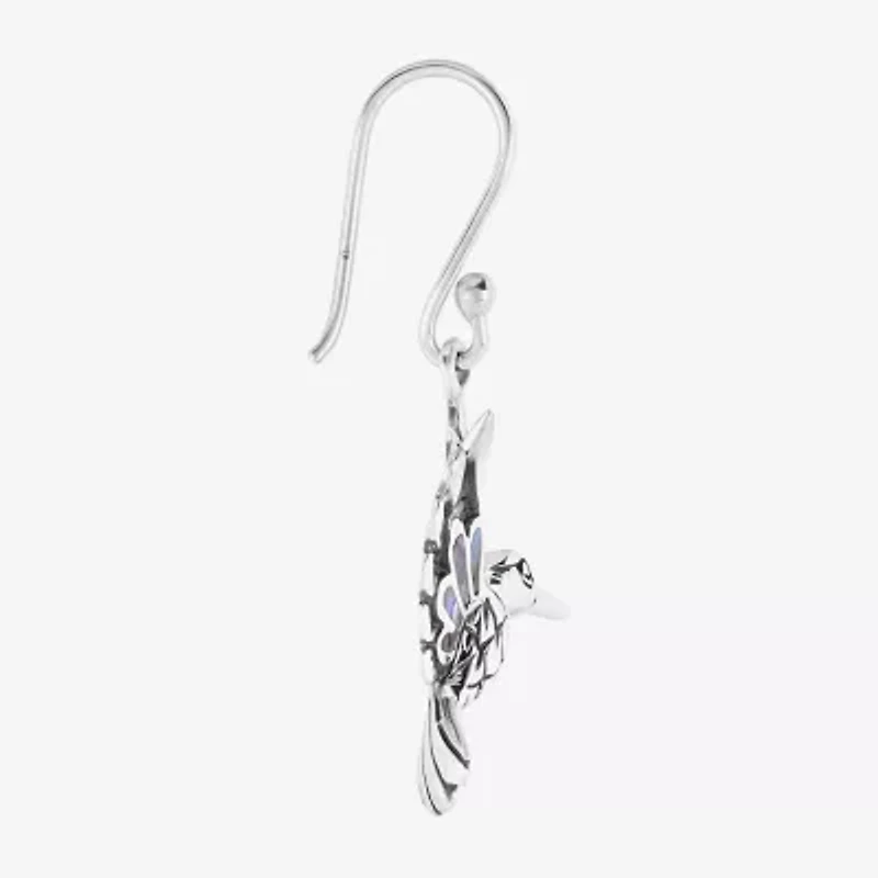 Bali Inspired Hummingbird Womens Gray Abalone Sterling Silver Drop Earrings