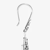Bali Inspired Womens Sterling Silver Cross Drop Earrings