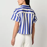 Worthington Womens Short Sleeve Blouse
