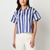 Worthington Womens Short Sleeve Blouse