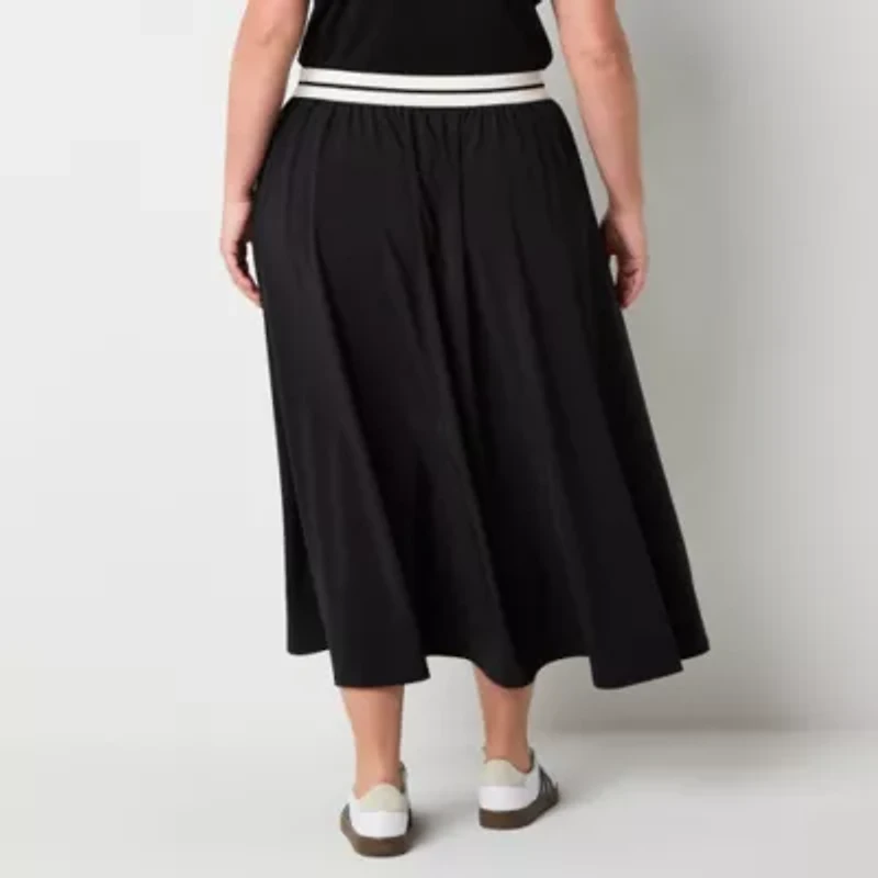 Stylus Womens High Rise Long Plus A-Line Skirt