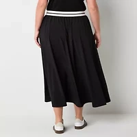 Stylus Womens High Rise Long Plus A-Line Skirt