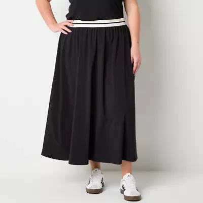 Stylus Womens High Rise Long Plus A-Line Skirt
