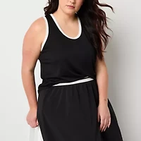 Stylus Womens Plus Crew Neck Sleeveless Tank Top