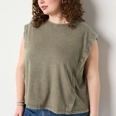 a.n.a Womens Plus Crew Neck Sleeveless T-Shirt