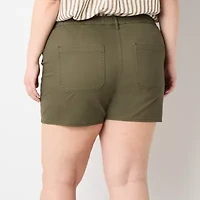 a.n.a. Womens Highest Rise 4.5" Utility Chino Short - Plus